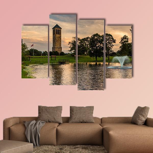 Singing Tower & Pond Canvas Wall Art-4 Pop-Gallery Wrap-50" x 32"-Tiaracle