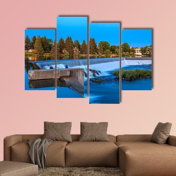 Small Waterfall On Snake River Canvas Wall Art-4 Pop-Gallery Wrap-50" x 32"-Tiaracle
