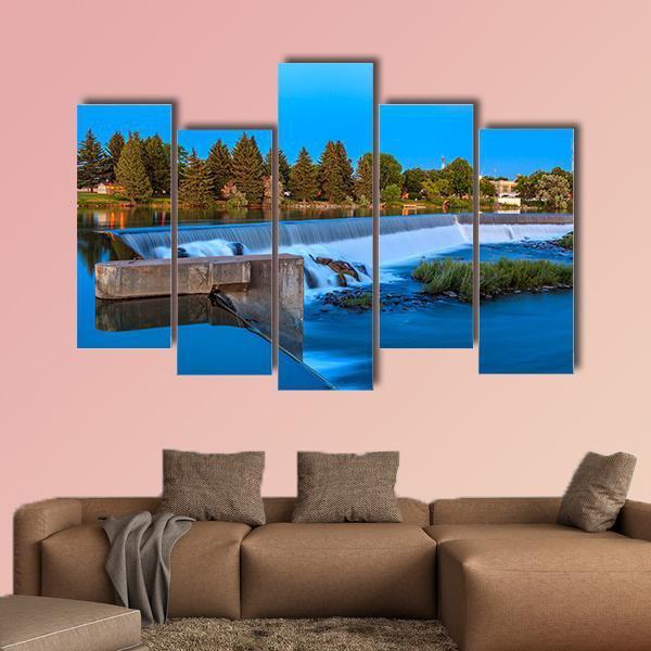 Small Waterfall On Snake River Canvas Wall Art-5 Pop-Gallery Wrap-47" x 32"-Tiaracle