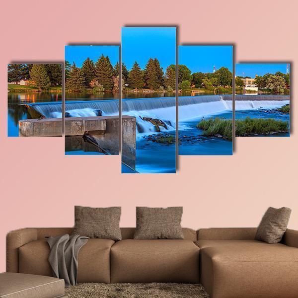 Small Waterfall On Snake River Canvas Wall Art-5 Star-Gallery Wrap-62" x 32"-Tiaracle