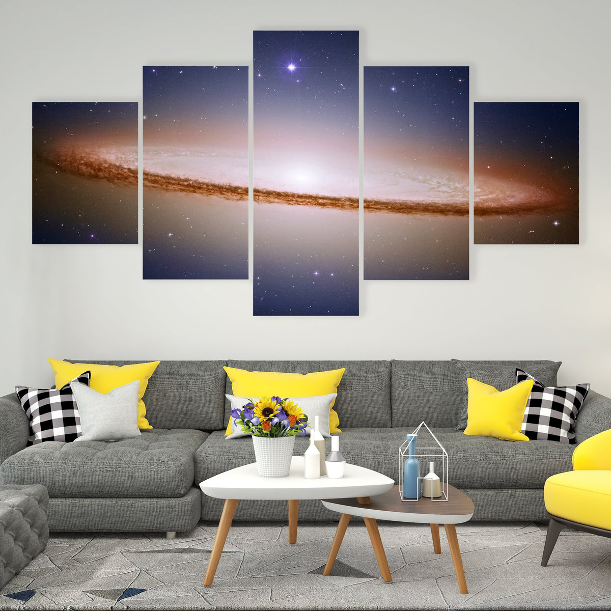 The Sombrero Galaxy Canvas Wall Art-5 Star-Gallery Wrap-62&quot; x 32&quot;-Tiaracle