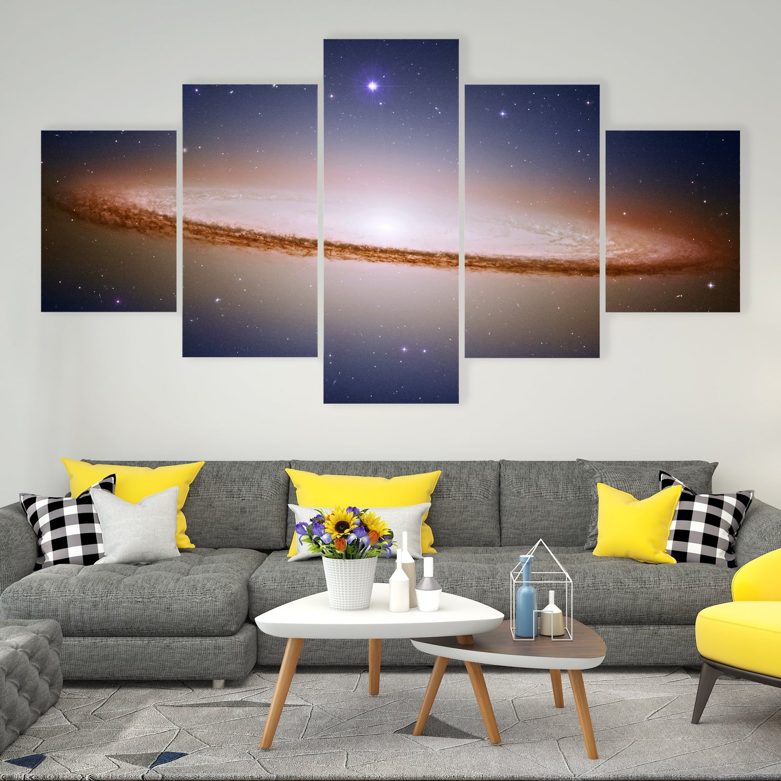 The Sombrero Galaxy Canvas Wall Art-5 Star-Gallery Wrap-62" x 32"-Tiaracle