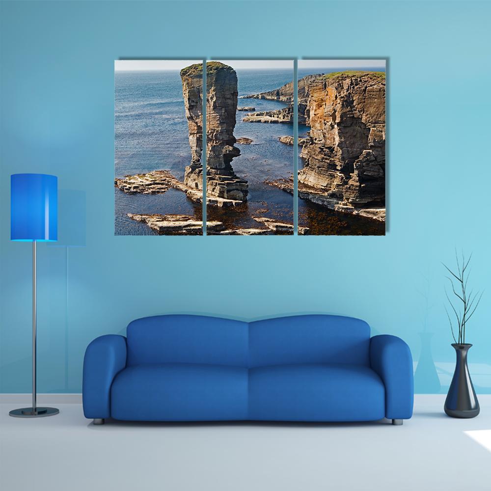Stacks Of Yesnaby Scotland Canvas Wall Art-3 Horizontal-Gallery Wrap-37" x 24"-Tiaracle