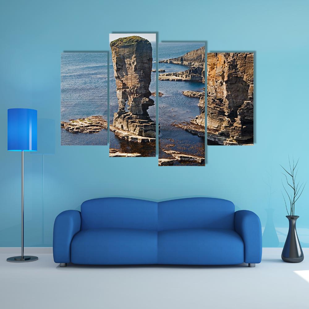 Stacks Of Yesnaby Scotland Canvas Wall Art-4 Pop-Gallery Wrap-50" x 32"-Tiaracle