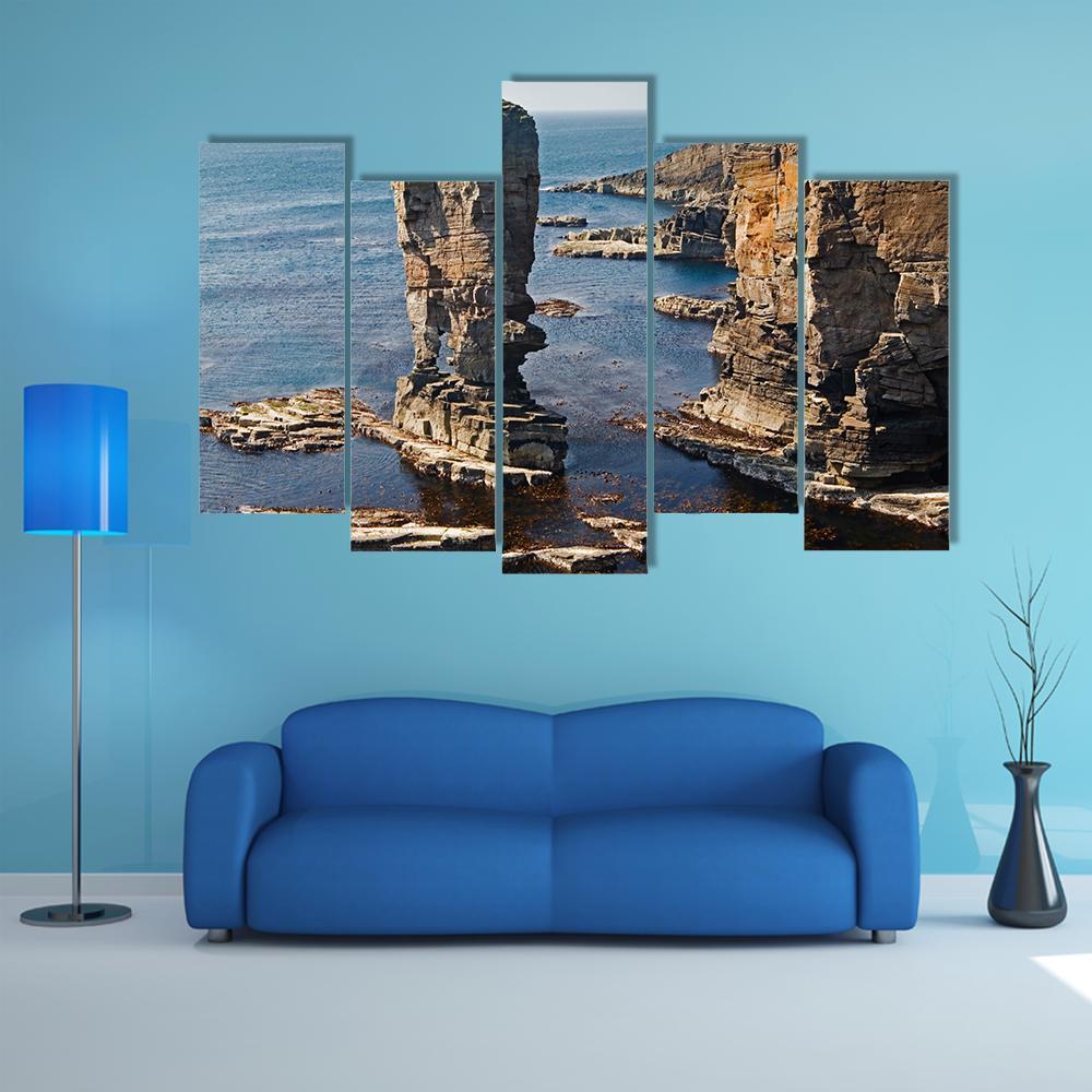 Stacks Of Yesnaby Scotland Canvas Wall Art-5 Pop-Gallery Wrap-47" x 32"-Tiaracle