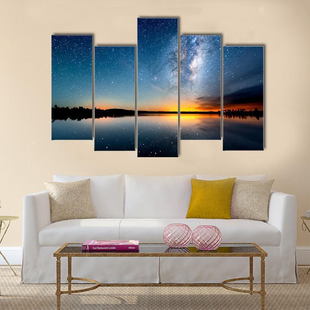 Starry Sky & Milky Way Canvas Wall Art-5 Pop-Gallery Wrap-47" x 32"-Tiaracle