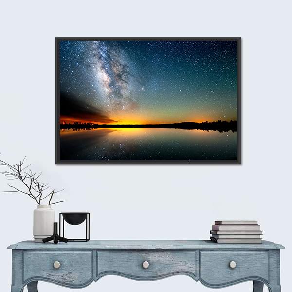 The Starry Sky Canvas Wall Art-1 Piece-Floating Frame-24" x 16"-Tiaracle