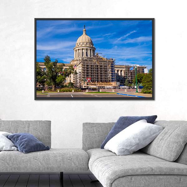 The State Capitol Of Oklahoma Canvas Wall Art-1 Piece-Floating Frame-24" x 16"-Tiaracle
