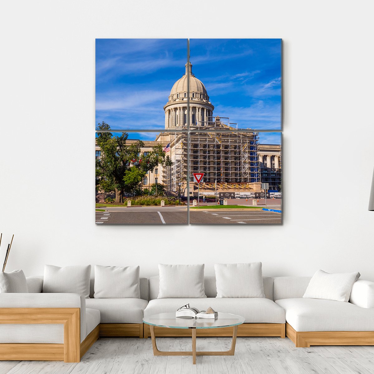 The State Capitol Of Oklahoma Canvas Wall Art-4 Square-Gallery Wrap-17" x 17"-Tiaracle