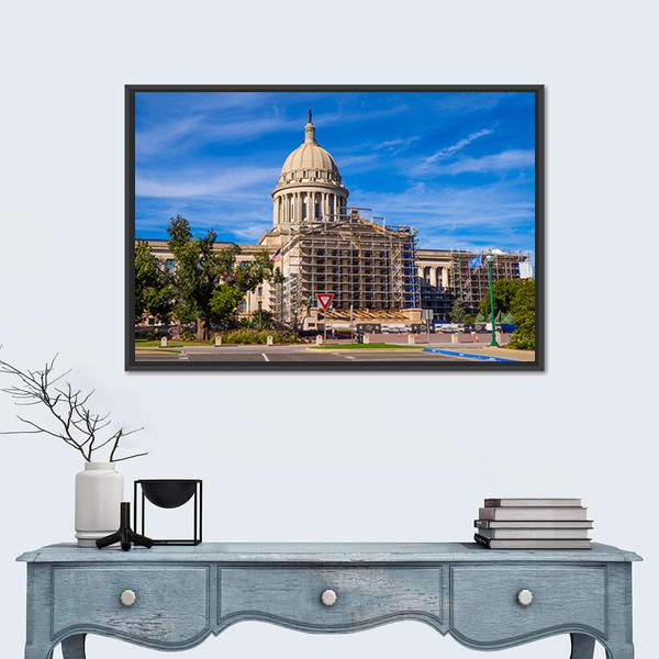 The State Capitol Of Oklahoma Canvas Wall Art-3 Horizontal-Gallery Wrap-25" x 16"-Tiaracle