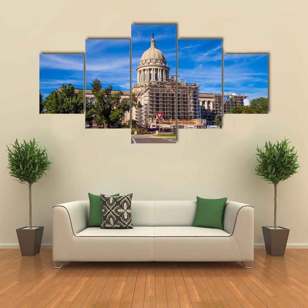 The State Capitol Of Oklahoma Canvas Wall Art-4 Pop-Gallery Wrap-50" x 32"-Tiaracle