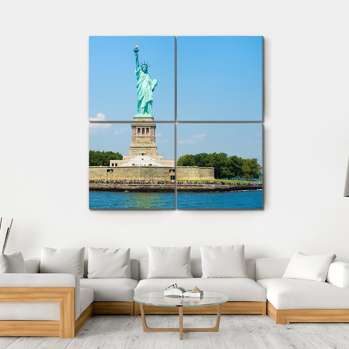 The Statue of Liberty in New York Canvas Wall Art-4 Square-Gallery Wrap-17" x 17"-Tiaracle