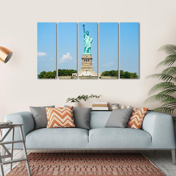 The Statue of Liberty in New York Canvas Wall Art-5 Horizontal-Gallery Wrap-22" x 12"-Tiaracle