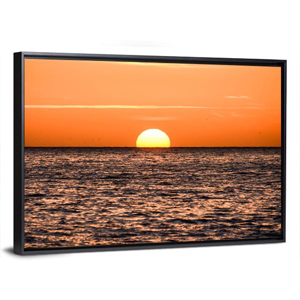 The Sun Setting In Sea Canvas Wall Art-3 Horizontal-Gallery Wrap-25" x 16"-Tiaracle
