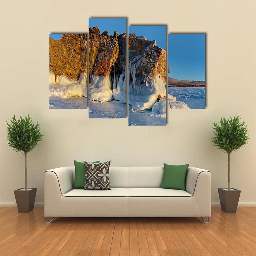 Ice Of Lake Baikal Canvas Wall Art-4 Pop-Gallery Wrap-50" x 32"-Tiaracle