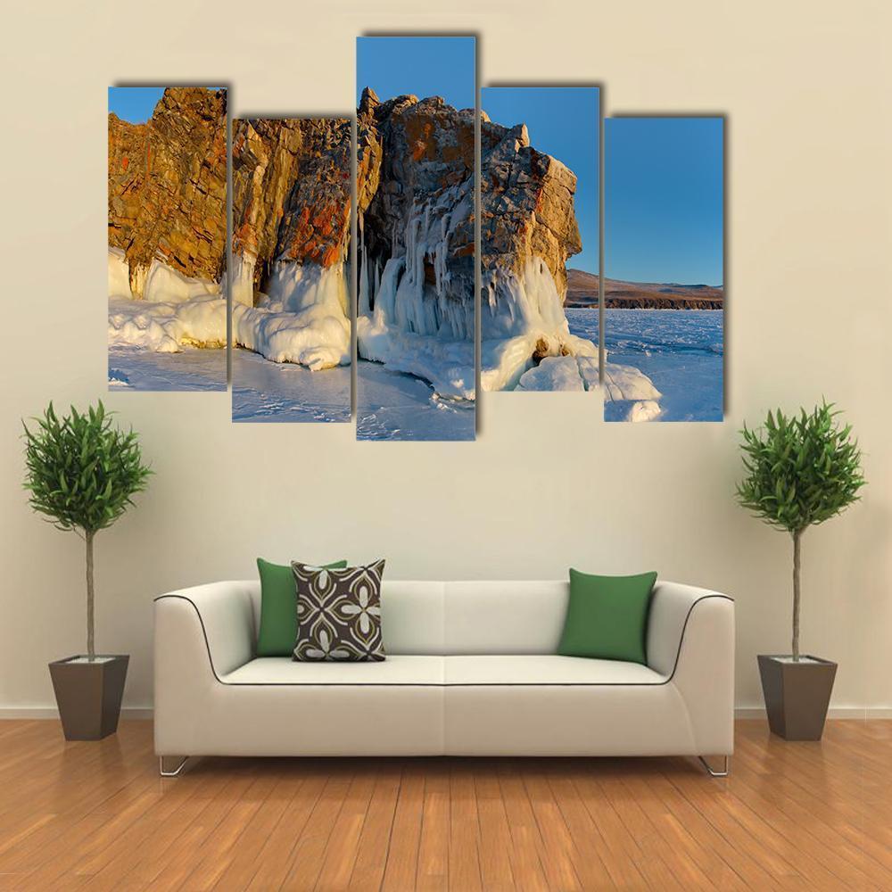 Ice Of Lake Baikal Canvas Wall Art-5 Pop-Gallery Wrap-47" x 32"-Tiaracle