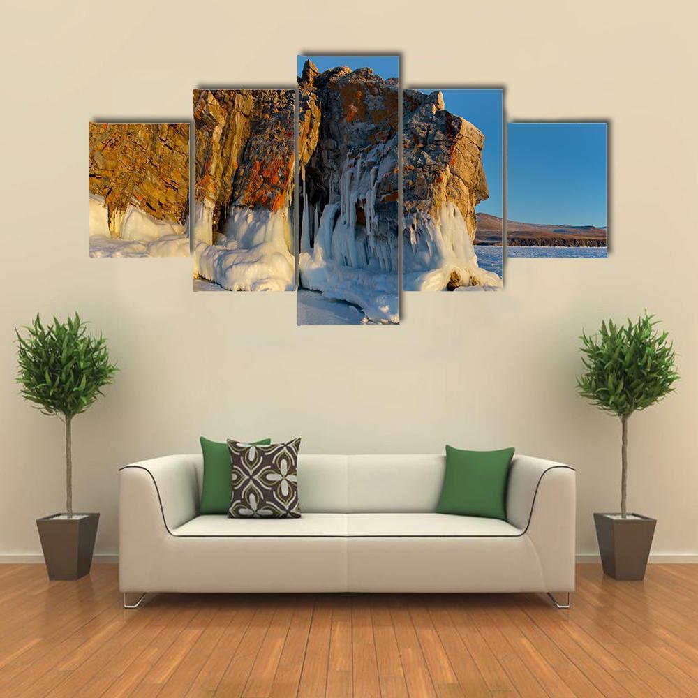 Ice Of Lake Baikal Canvas Wall Art-5 Star-Gallery Wrap-62" x 32"-Tiaracle