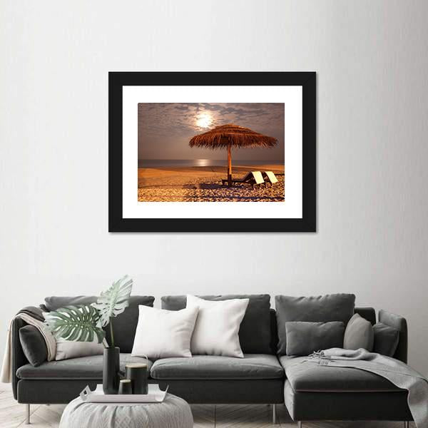 The Sunset Beach Canvas Wall Art-1 Piece-Framed Print-20" x 16"-Tiaracle