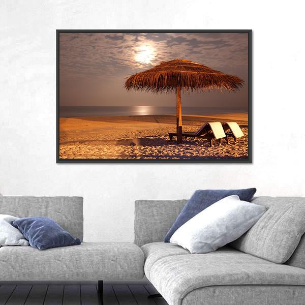 The Sunset Beach Canvas Wall Art-1 Piece-Floating Frame-24" x 16"-Tiaracle