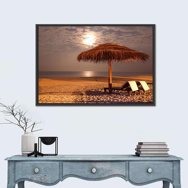The Sunset Beach Canvas Wall Art-3 Horizontal-Gallery Wrap-25" x 16"-Tiaracle