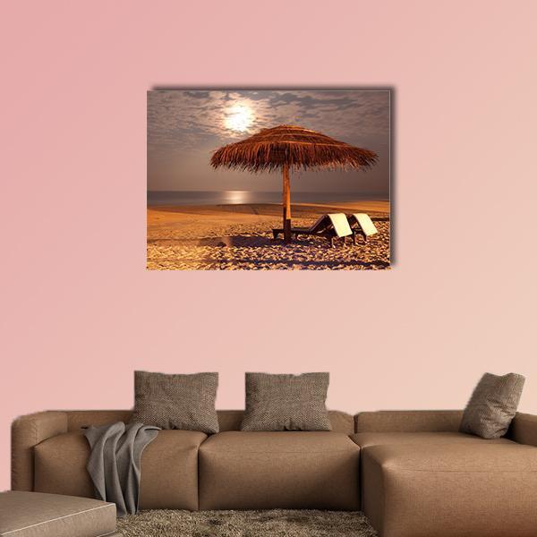 The Sunset Beach Canvas Wall Art-1 Piece-Gallery Wrap-48" x 32"-Tiaracle