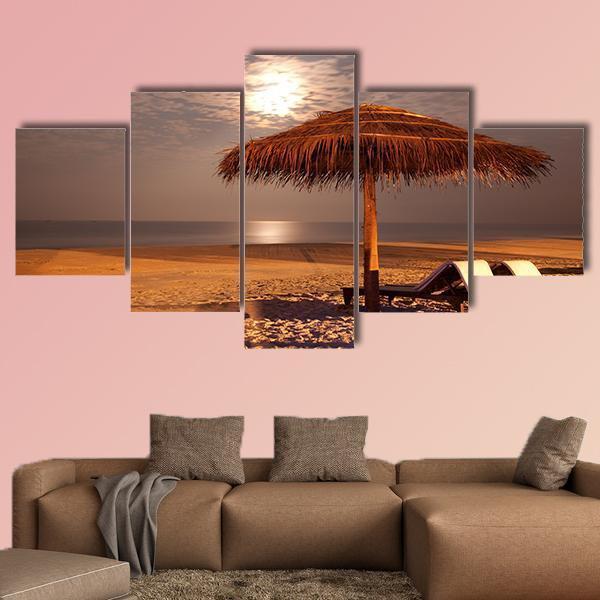 The Sunset Beach Canvas Wall Art-5 Star-Gallery Wrap-62" x 32"-Tiaracle
