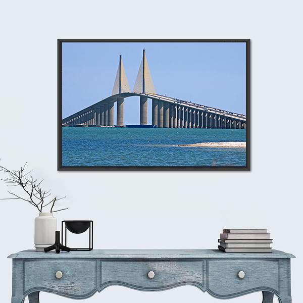 Sunshine Skyway Bridge Canvas Wall Art-3 Horizontal-Gallery Wrap-25" x 16"-Tiaracle