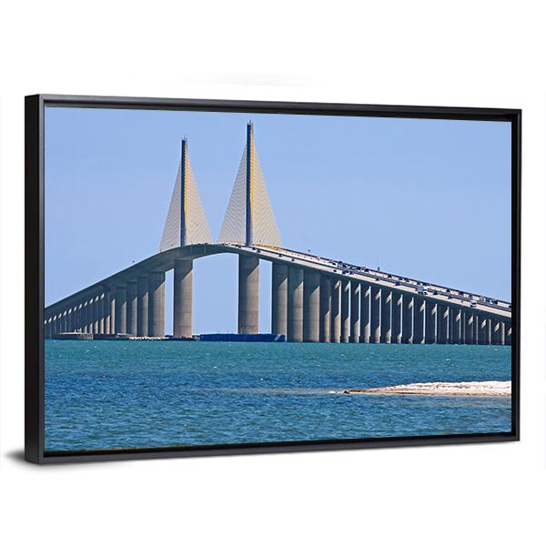 Sunshine Skyway Bridge Canvas Wall Art-3 Horizontal-Gallery Wrap-25" x 16"-Tiaracle