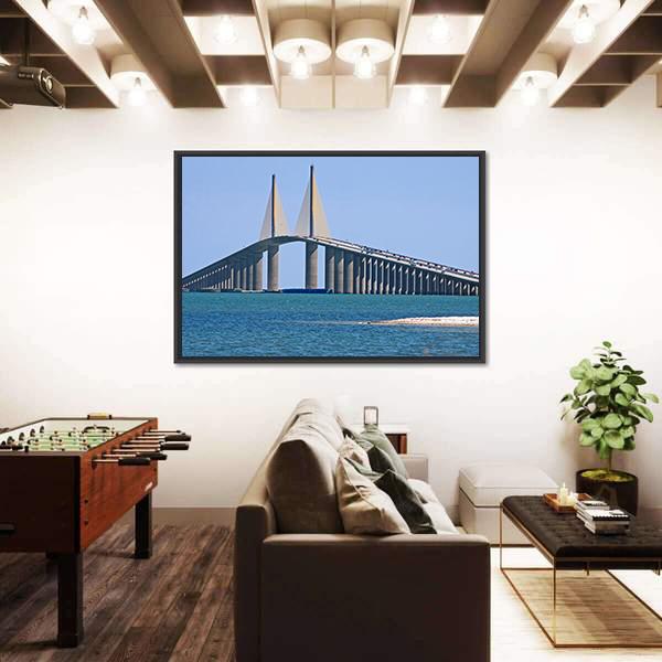 Sunshine Skyway Bridge Canvas Wall Art-3 Horizontal-Gallery Wrap-25" x 16"-Tiaracle