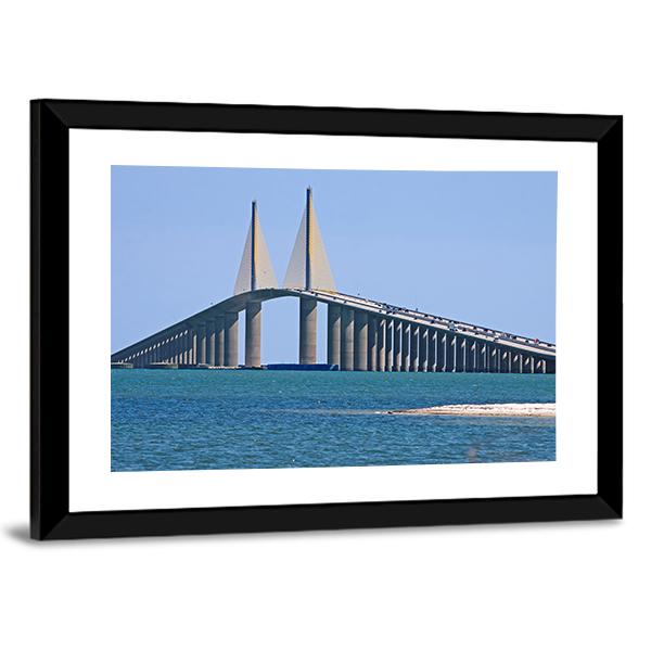 Sunshine Skyway Bridge Canvas Wall Art-3 Horizontal-Gallery Wrap-25" x 16"-Tiaracle