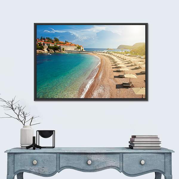 The Sveti Stefan Island Canvas Wall Art-3 Horizontal-Gallery Wrap-25" x 16"-Tiaracle