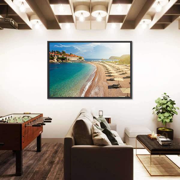 The Sveti Stefan Island Canvas Wall Art-3 Horizontal-Gallery Wrap-25" x 16"-Tiaracle