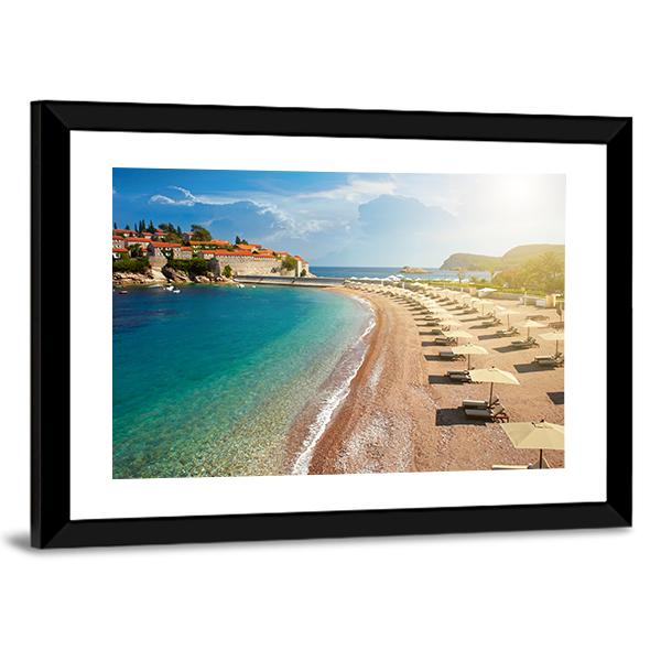The Sveti Stefan Island Canvas Wall Art-3 Horizontal-Gallery Wrap-25" x 16"-Tiaracle