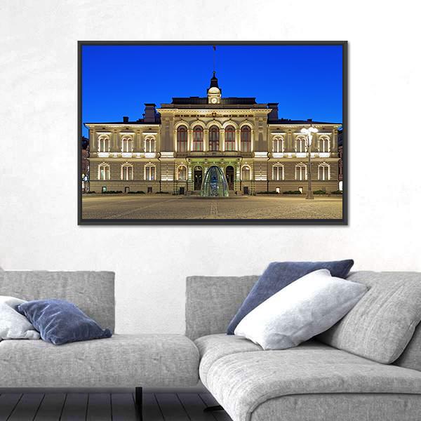The Tampere City Hall Canvas Wall Art-1 Piece-Floating Frame-24" x 16"-Tiaracle