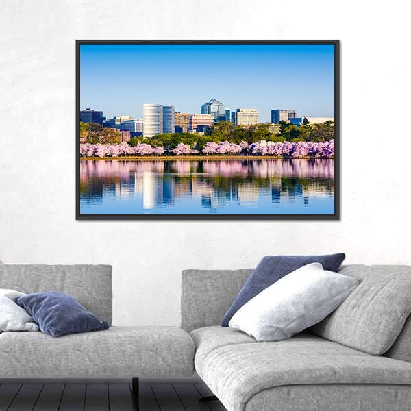 The Tidal Basin Canvas Wall Art-1 Piece-Floating Frame-24" x 16"-Tiaracle