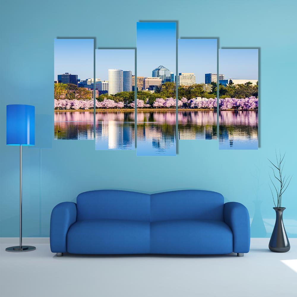 The Tidal Basin Canvas Wall Art-5 Pop-Gallery Wrap-47" x 32"-Tiaracle