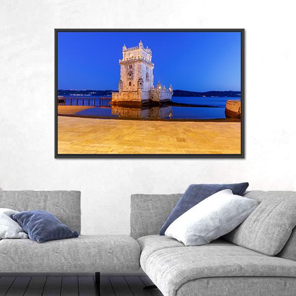 The Tower Belem Canvas Wall Art-1 Piece-Floating Frame-36" x 24"-Tiaracle