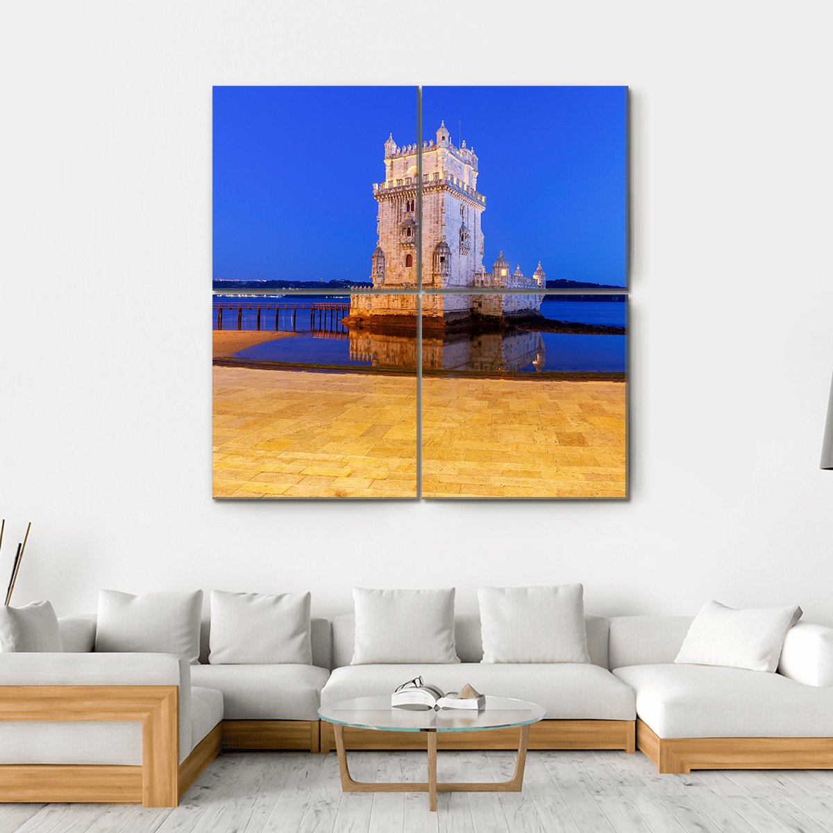 The Tower Belem Canvas Wall Art-4 Square-Gallery Wrap-17" x 17"-Tiaracle