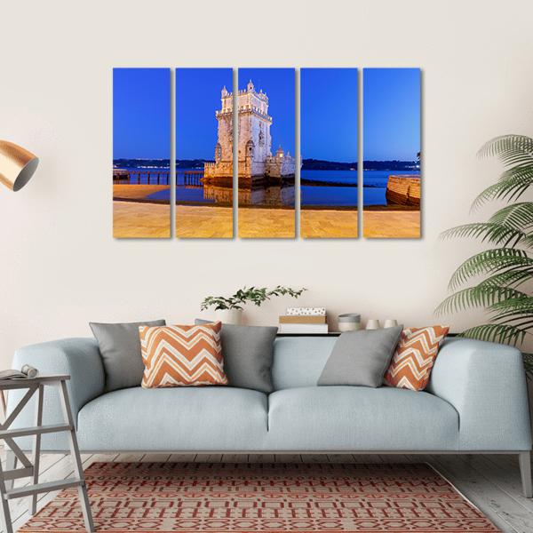 The Tower Belem Canvas Wall Art-5 Horizontal-Gallery Wrap-22" x 12"-Tiaracle