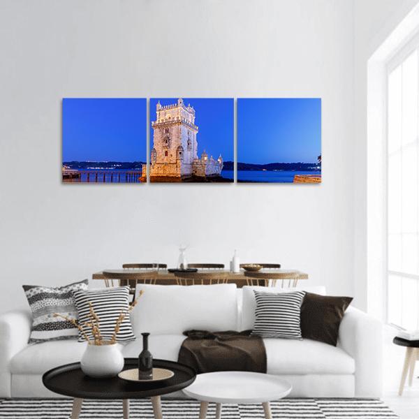 The Tower Belem Panoramic Canvas Wall Art-3 Piece-25" x 08"-Tiaracle