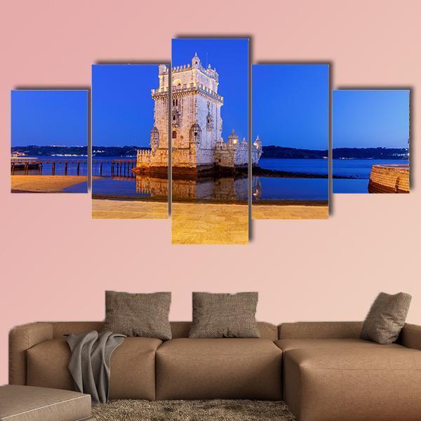 The Tower Belem Canvas Wall Art-5 Star-Gallery Wrap-62" x 32"-Tiaracle
