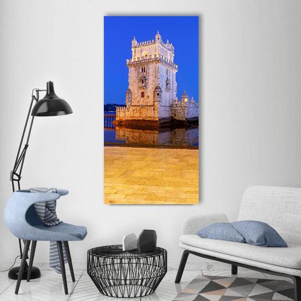 The Tower Belem Vertical Canvas Wall Art-1 Vertical-Gallery Wrap-12" x 24"-Tiaracle