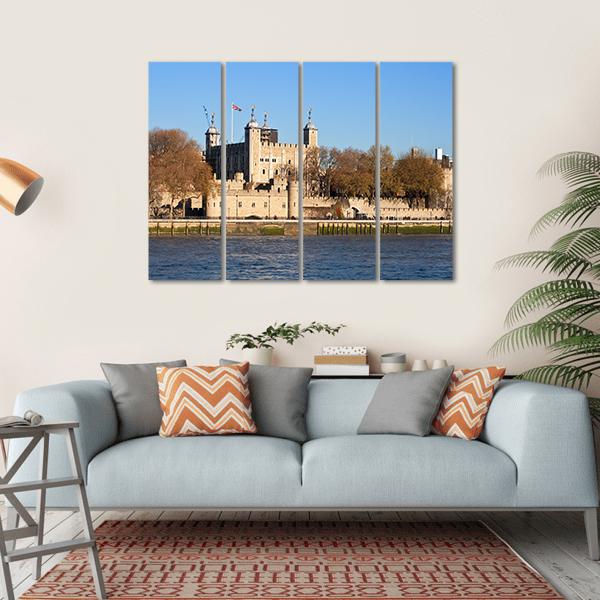 Tower Of London Across River Thames Canvas Wall Art-4 Horizontal-Gallery Wrap-34" x 24"-Tiaracle