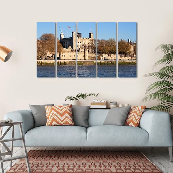 Tower Of London Across River Thames Canvas Wall Art-5 Horizontal-Gallery Wrap-22" x 12"-Tiaracle