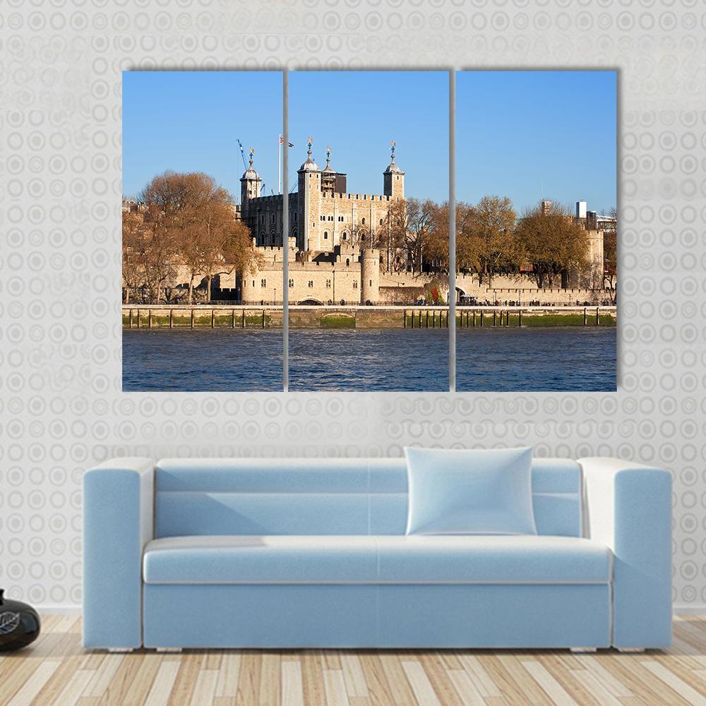Tower Of London Across River Thames Canvas Wall Art-3 Horizontal-Gallery Wrap-37" x 24"-Tiaracle