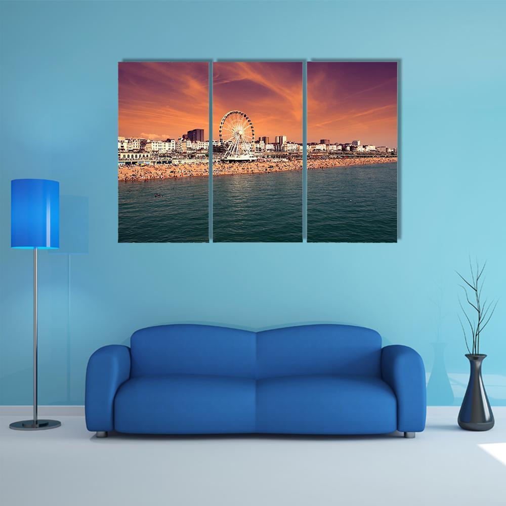 The Towering Brighton Wheel Canvas Wall Art-3 Horizontal-Gallery Wrap-37" x 24"-Tiaracle