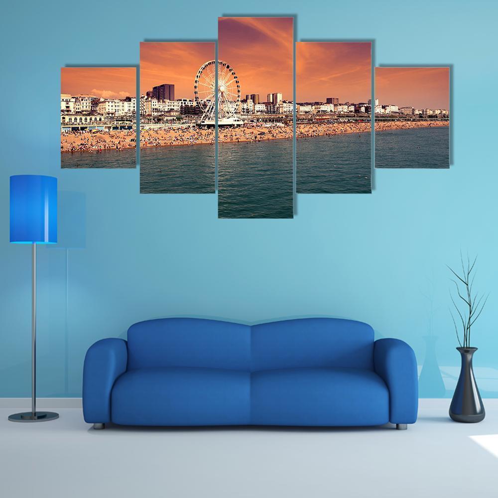 The Towering Brighton Wheel Canvas Wall Art-5 Star-Gallery Wrap-62" x 32"-Tiaracle