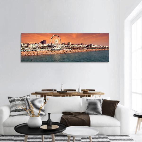 The Towering Brighton Wheel Panoramic Canvas Wall Art-3 Piece-25" x 08"-Tiaracle