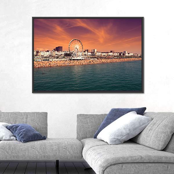 The Towering Brighton Wheel Panoramic Canvas Wall Art-1 Piece-36" x 12"-Tiaracle