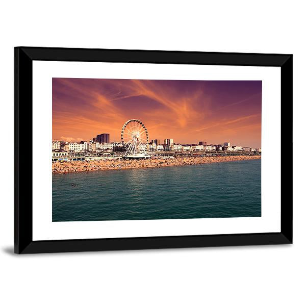 The Towering Brighton Wheel Panoramic Canvas Wall Art-1 Piece-36" x 12"-Tiaracle